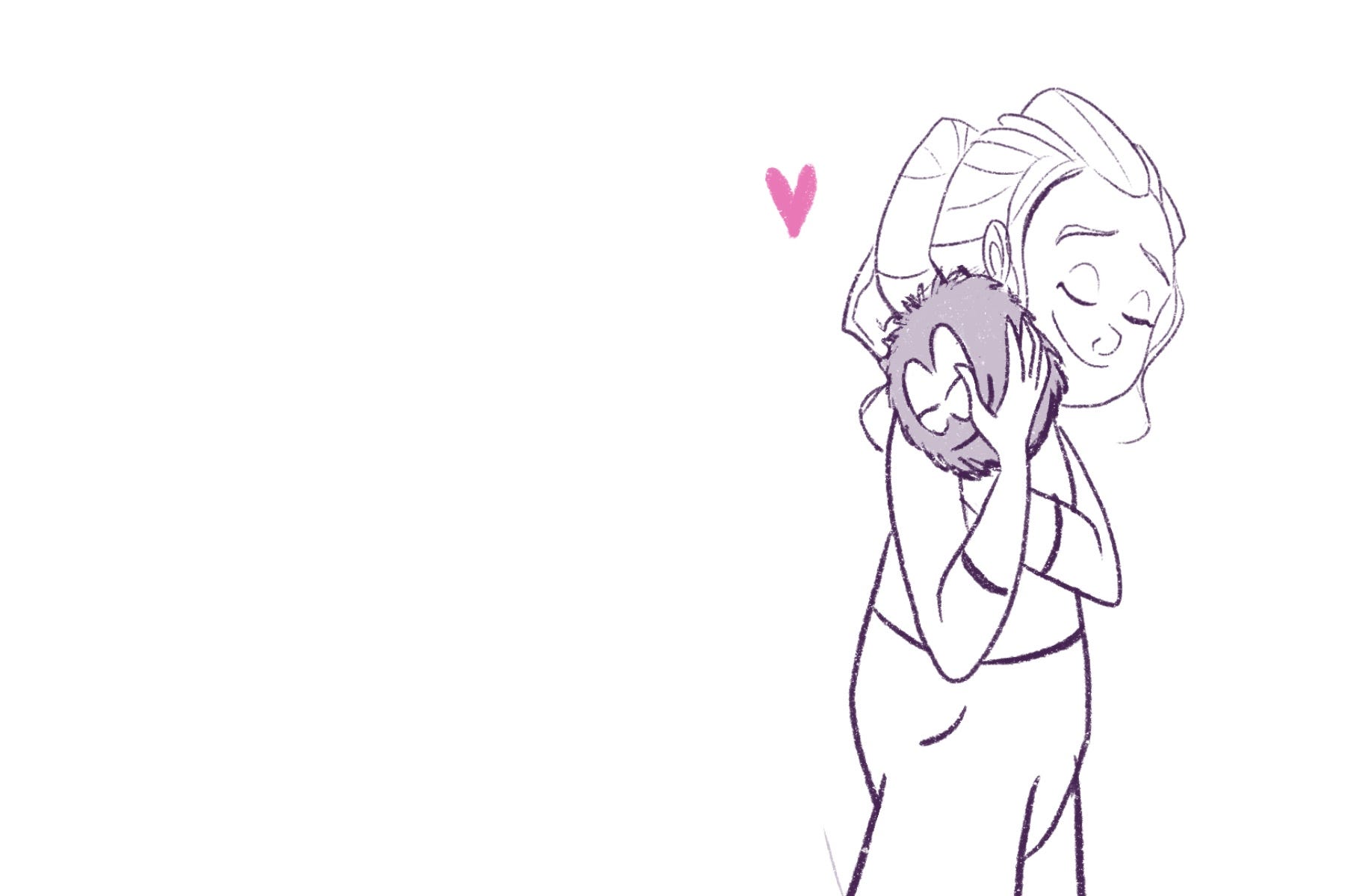 girl hugs a happy fuzzball